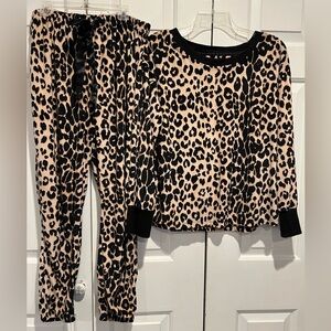 Betsey Johnson Leopard Print Pajama Set - Black and Tan